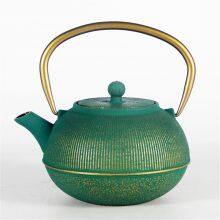 Personalized Golden Green Teaware Chinese Enamel Tea Sets Japanese Tetsubin Tea Kettle Cast Iron Teapot