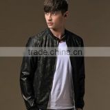 Mens Fashion Camo Print Collar Leather Jacket