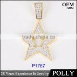 New Arrival 925 Silver AAA cz Five-pointed Star Pendant Jewelry Hip Hop Series thumbnail-2