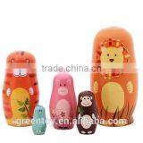 Nesting Doll Handmade Wooden Cartoon Animals Pattern toy