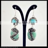LFD-045E Wholesale Charms Pave Rhinestone Turquoise Dangle Earrings Jewelry Making