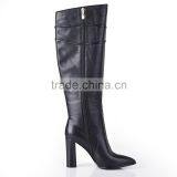 Chunky High Heel Women Boots Oem Leather Dress Boots Lambskin Leather High Women Boots thumbnail-3