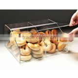 clear stackable acrylic/plastic bage/cake/pie bakery compartment storage bin box