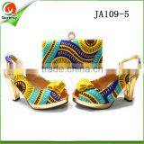 China Wholesale Italian Shoes and Bag Set African Wax Style Yellow Purses Handbags Matching Sandals Shoe thumbnail-1