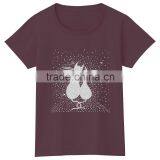 OEM Wholesale Glitter Rhinestone Cats Motif Shiny Bling Women Tshirt thumbnail-4