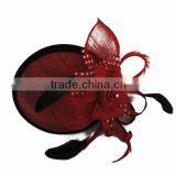 2012 Newly Design Dark Red Feather Fibre Headwear/headband thumbnail-1