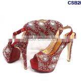 CSB2083 2016 No.1 Sale New Fashion New Design Italian Style High Heel Shoes Bag With Rhinestone for Matching Cinderella Dress thumbnail-3