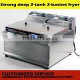 Electric 2-tank Fryer 2-basket Restaurant Deep Fat Steak Fryer Guangzhou Factory thumbnail-2
