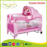 BP-01A European standard EN716 plastic material softtextile baby playpen bed travel cot                        
                                                Quality Choice