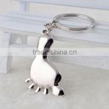 Factory 3d foot stainless keychain