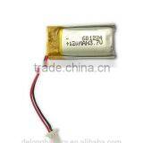 Shenzhen Factory Price 3.7V Lipo Battery 601224-120mAh for Bluetooth /MP3/ MP4