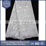 2016 best selling peacock design plain swiss voile fabric wedding dress nigerian asoebi white cotton lace embroidery fabric
