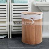 Foldable Bamboo Woven Laundry Basket With Cover thumbnail-2