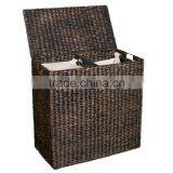 BirdRock Home Water Hyacinth Laundry Hamper With Divided Interior (Espresso) | Environmentally Friendly | Includes Two Removable thumbnail-1