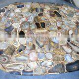 Oval Agate Stone Table Top , Agate Gemstone Coffee Table