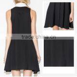 Women Crew Neck Short Sleeve Black Tank Mini Dress thumbnail-6
