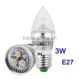 Sliver Aluminum E27 3W Led Candle Light Energy Saving Lamp Bulb