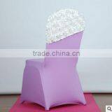 Fashionable Cheap Wholesale Spandex Satin Rosette Chair Cover Chair Cap/ Chair Hood for thumbnail-5