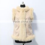 cashmere vest with fox fur trim for women
