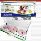 3pcs/set Plastic Lid Takeaway Glass Food Storage Container Set thumbnail-1