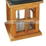 European Style Wooden Lantern With Metal Top Candle Holder thumbnail-5