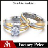 2016 Fashion Two Tone Fashion cz Surgical Stainless Steel Rings for Lovers thumbnail-1
