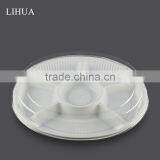 6 Compartments Disposable Plastic Round Food Container Box for Salad,Fruit,Sushi,Drysaltery and Dessert Packaging thumbnail-2