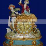 Pottery Home Decoration Art, Living Room Ceramic Desk Clock, Elegant Flower Ceramic Box Embedded Desk Clock thumbnail-3