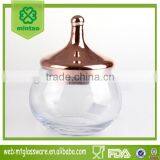 Mintao Custom high quality rose gold glass candy jar wooden lid