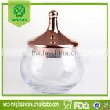 Mintao Custom High Quality Rose Gold Glass Candy Jar Wooden Lid thumbnail-1
