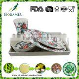 Colorful Promotional Diswasher Safe Bamboo Fiber Tableware Set