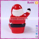 Christmas Santa Small Ceramic Tealight Candle Holder thumbnail-3