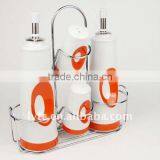 4PCS Ceramic Salt & Oil Vinegar Bottle With Metal Stand for Kitchen thumbnail-2