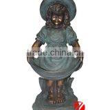 Bronze Little Girl Statue Sculpture Playing in Garden thumbnail-1