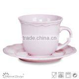 Classic Stoneware White Tea Cups and Saucers thumbnail-1