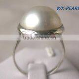Fashion Jewellery Silver Plated Rhinestone Pearls Rings Tahitian Pearl Ring thumbnail-1