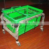 Metal Shopping Basket Holder With Wheels