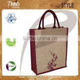 Three Bottle Jute Wine Bag With Wooden Cane Handle thumbnail-1
