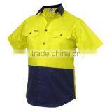 OEM Custom Short Sleeves 100% Cotton Safety Uniform Hi Vis Reflective Work Shirts thumbnail-2