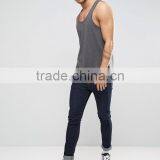 2017 Cheapest High Quality New Design Custom Dark Grey Color Gym Wear Comfortable 100% Polyester Fashion Men's Sport Vest thumbnail-4