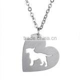 Best Selling Fashion Zinc Alloy Silver Tone Finsh Heart Shaped Bulldog Dog Necklace thumbnail-1