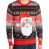 Big Santa Face Front Pattern Ribbed Trim Men Pullover Christmas Sweater thumbnail-1