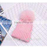 Factory Supply 14cm Fox Fur Ball Cap Pom Poms Winter Hat for Women Girl 's Wool Hat Knitted Cotton Beanies Cap Brand New Design thumbnail-5