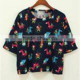 Short Sleeves Black Crop Tops Wholesale Women thumbnail-1