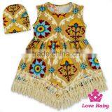 Lovely Summer Children Clothes Cute Cartoon Pattern Tassel Bottom Sleeveless Cotton Baby Girl Dress thumbnail-4