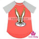 Wholesale Unisex Fashion 100% Cotton Easter Bonny Rabbit Children Kid Stripe Short Sleeve With Sequins T- Shirt thumbnail-2