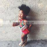 S33620W Hot Cotton Floral Print Baby Girl Romper Summer Tassels Romper thumbnail-1