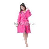 Women Hot Pink Hooded Adult Bathrobe Brand Bathrobe Fabric thumbnail-2