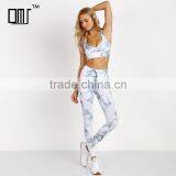 Stretchy Tie Dye Workout Sweat Suit for Women Crop Tank Top and Leggings thumbnail-1