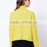 Women's Winter Yellow Heavy Loose Turtleneck Cable Knit Sweater With Lowest Price thumbnail-5